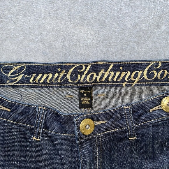 G-Unit Shorts Women's 15 Denim Bermuda Gold Buttons Rhinestone Y2K Hip Hop 50 - Picture 7 of 16